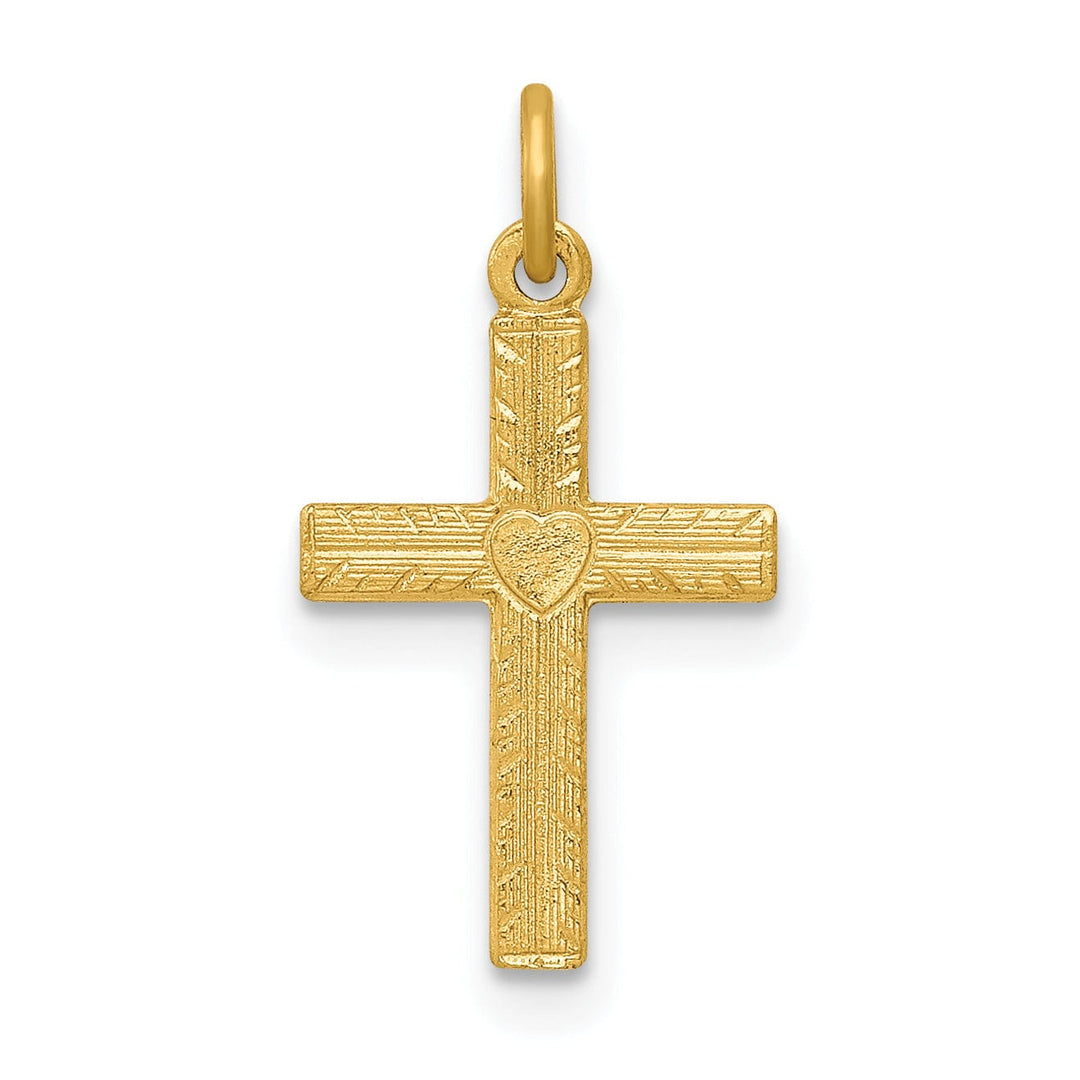 Lovely Rita's 14K Yellow Gold Classic Heart Latin Cross Pendant