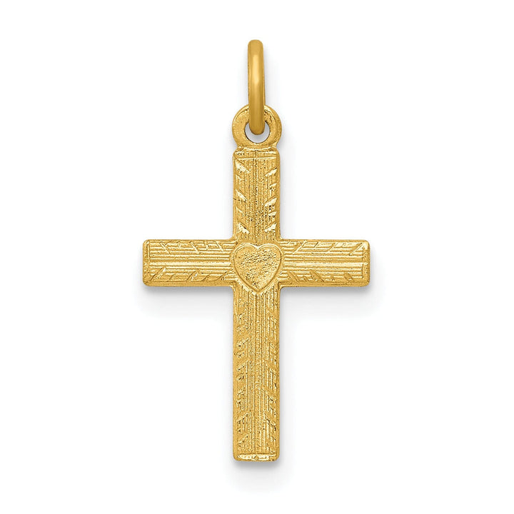 Lovely Rita's 14K Yellow Gold Classic Heart Latin Cross Pendant