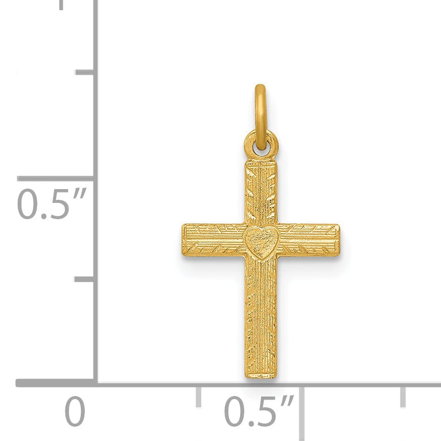 Lovely Rita's 14K Yellow Gold Classic Heart Latin Cross Pendant