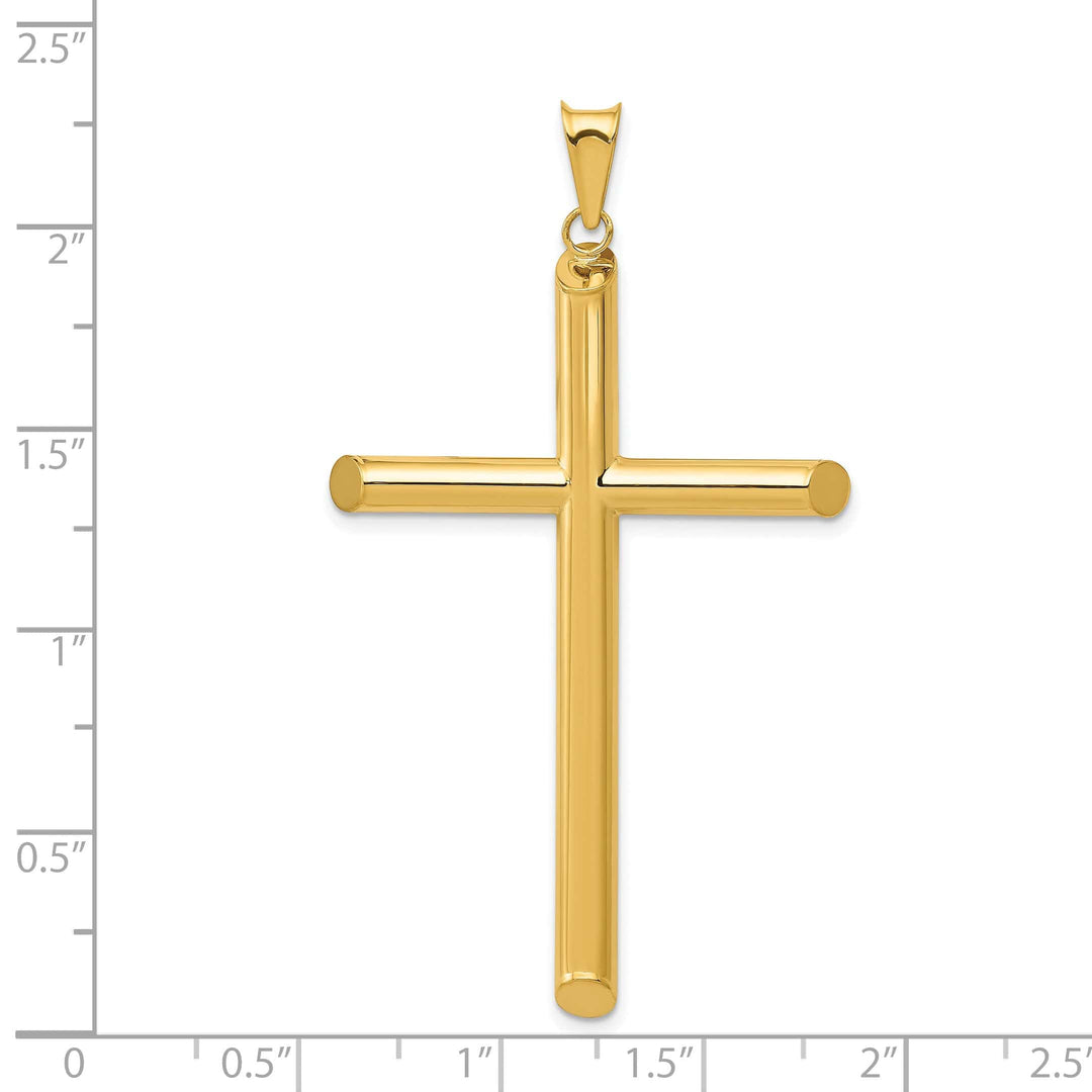 Lovely Rita's 14K Yellow Gold Classic Large 3-D Polished Hollow Latin Cross Pendant