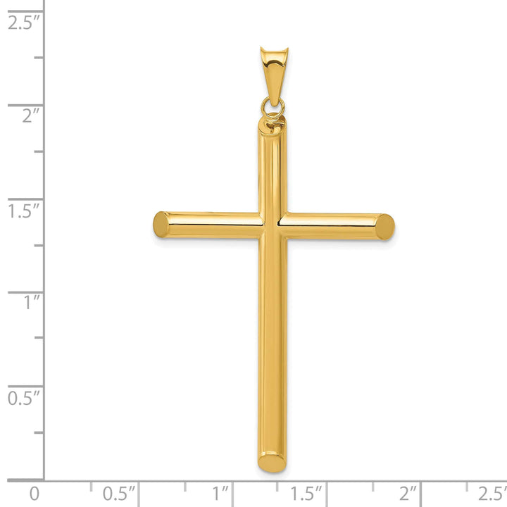 Lovely Rita's 14K Yellow Gold Classic Large 3-D Polished Hollow Latin Cross Pendant
