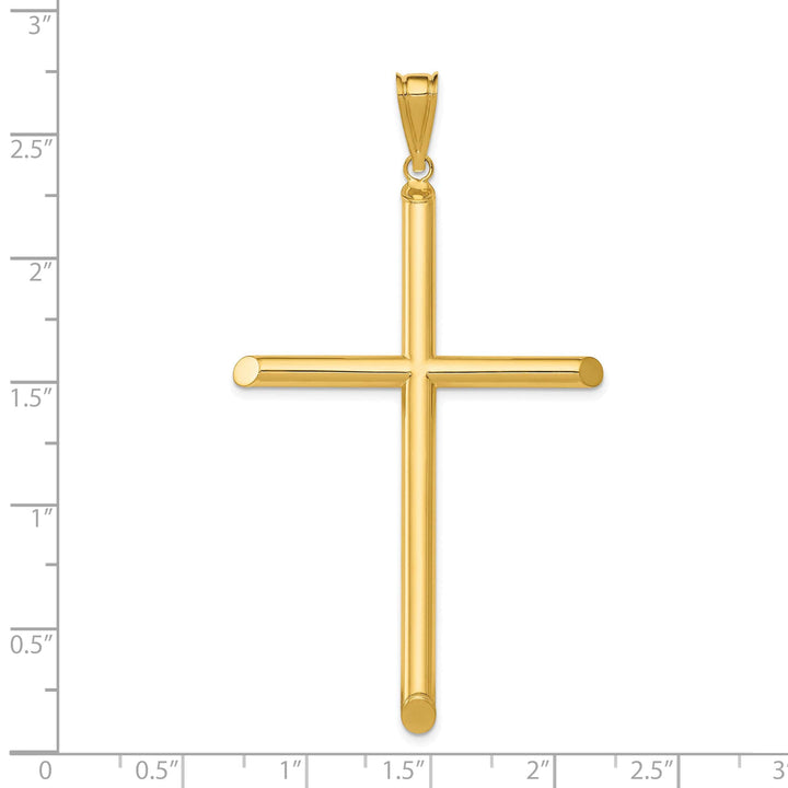 Lovely Rita's 14K Yellow Gold Classic Large Polished Tube Hollow Latin Cross Pendant