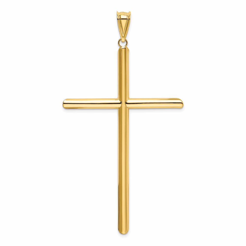 Lovely Rita's 14K Yellow Gold Classic Large Polished Tube Hollow Latin Cross Pendant