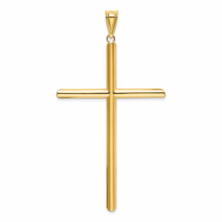 Lovely Rita's 14K Yellow Gold Classic Large Polished Tube Hollow Latin Cross Pendant