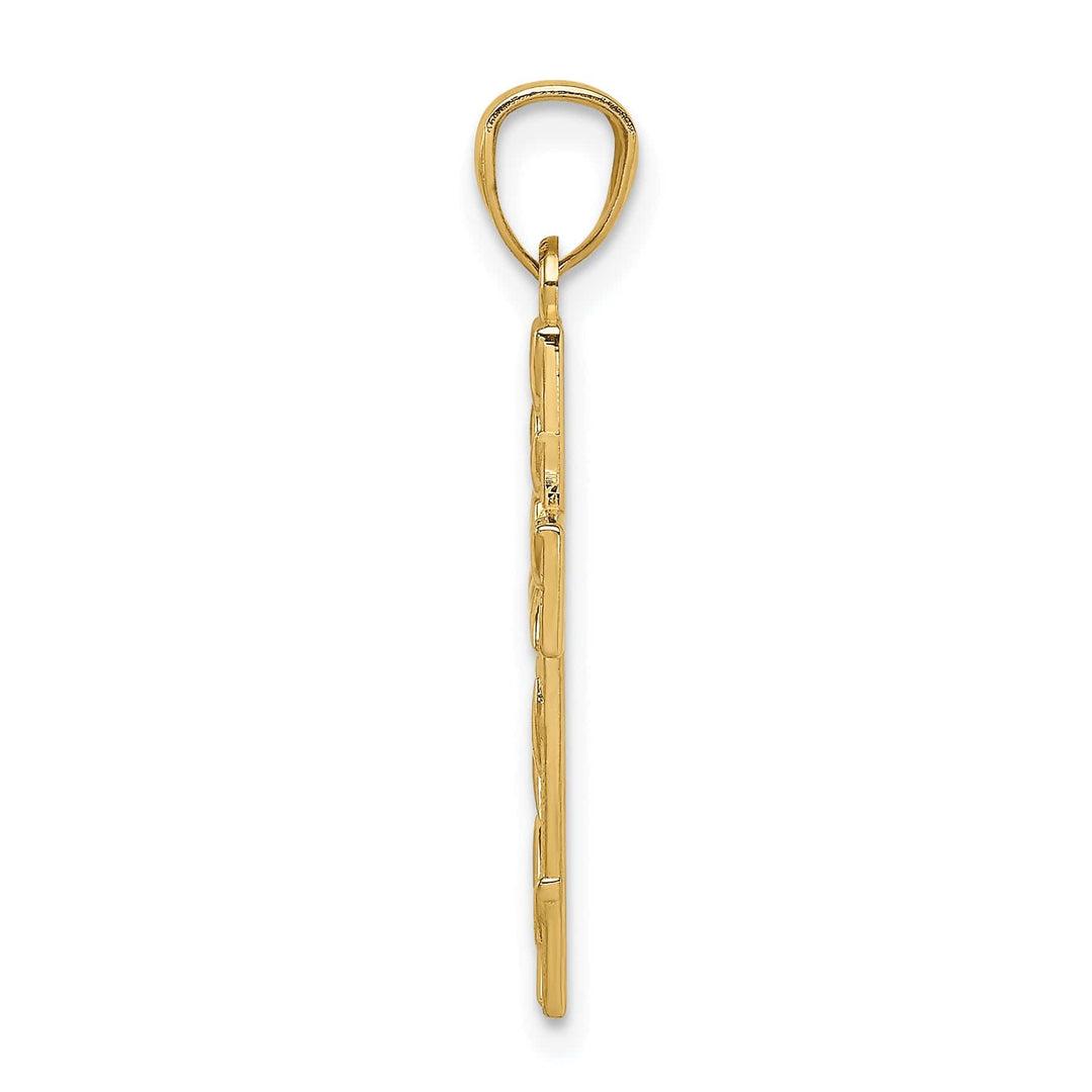 Lovely Rita's 14K Yellow Gold Classic Leaf Latin Cross Pendant