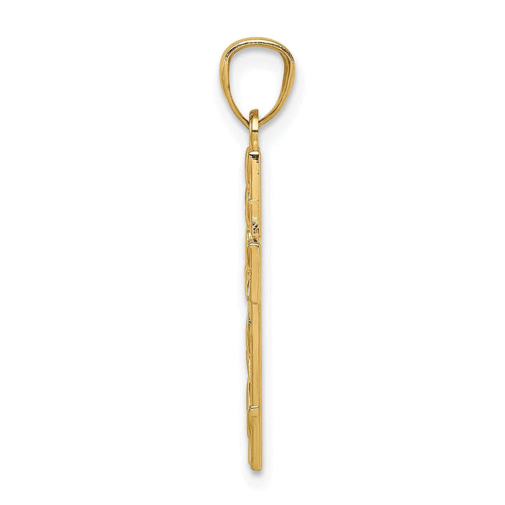 Lovely Rita's 14K Yellow Gold Classic Leaf Latin Cross Pendant