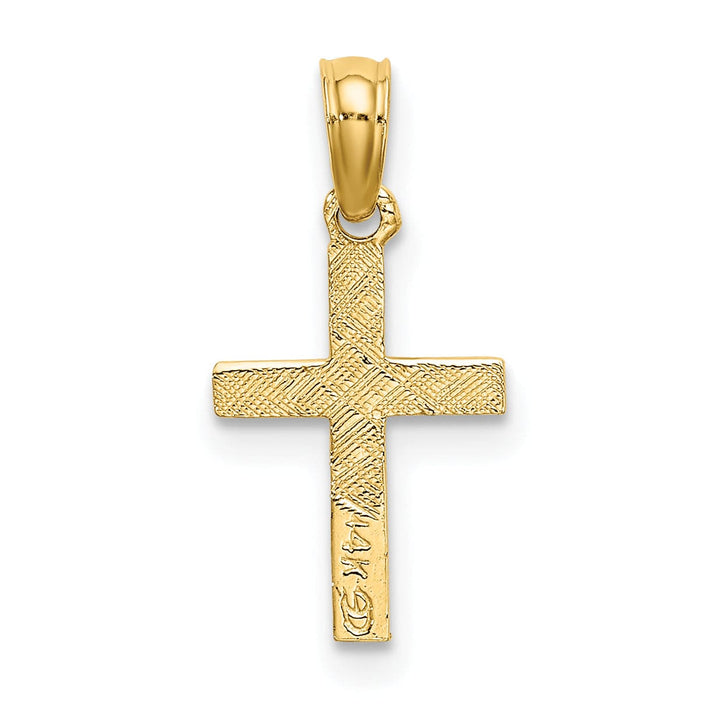 Lovely Rita's 14K Yellow Gold Classic Mini Heart Design Latin Cross Pendant