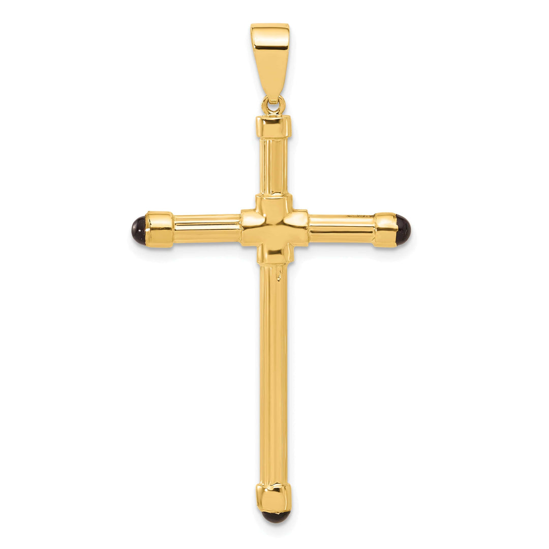 Lovely Rita's 14K Yellow Gold Classic Polished Black Onyx Latin Cross Pendant