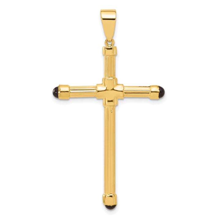 Lovely Rita's 14K Yellow Gold Classic Polished Black Onyx Latin Cross Pendant