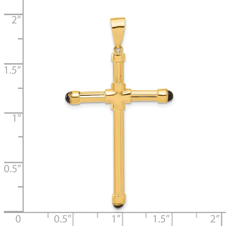 Lovely Rita's 14K Yellow Gold Classic Polished Black Onyx Latin Cross Pendant