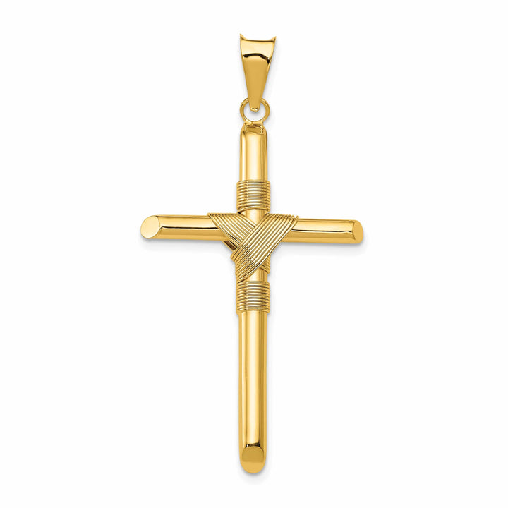 Lovely Rita's 14K Yellow Gold Classic Polished Center Wrap Tube Latin Cross