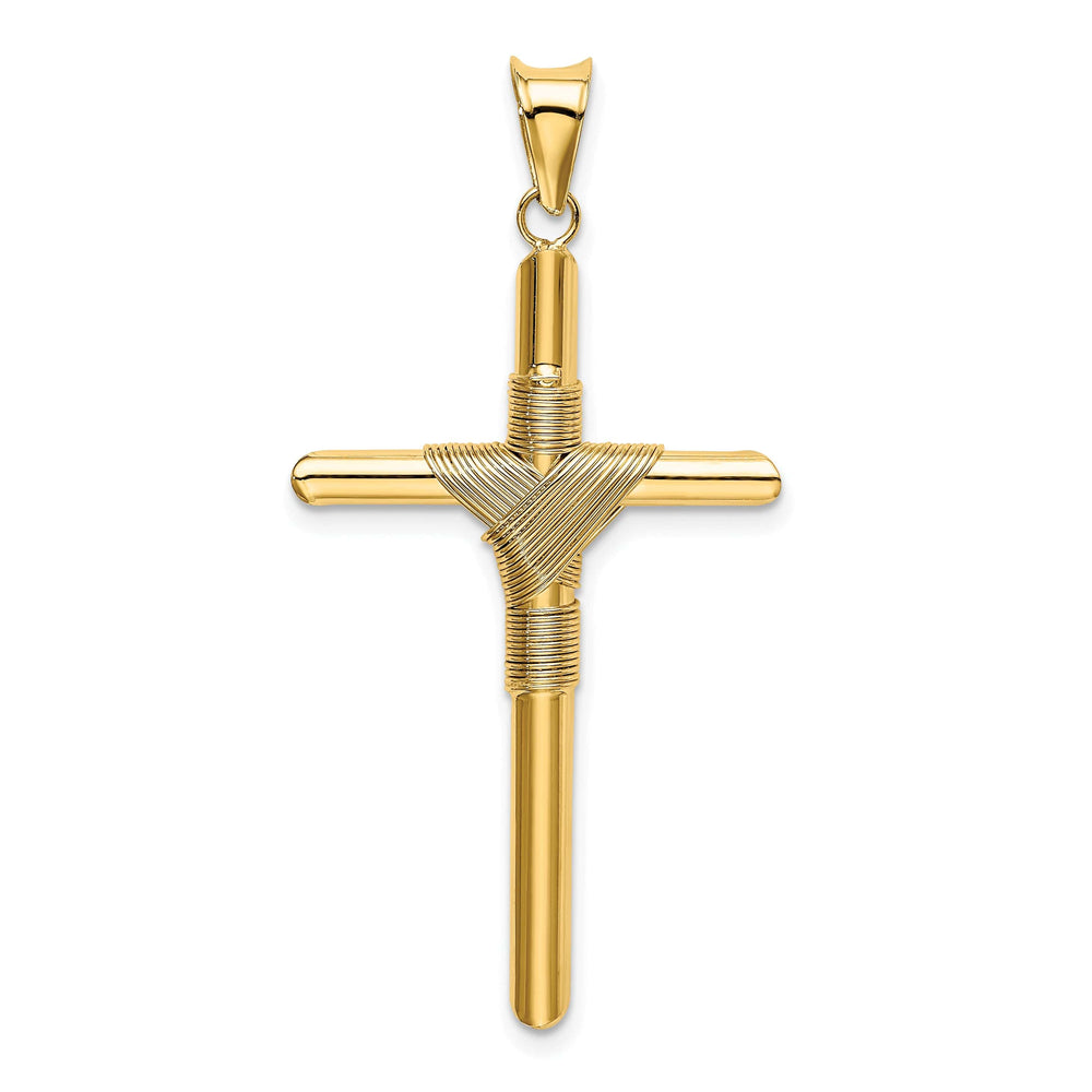 Lovely Rita's 14K Yellow Gold Classic Polished Center Wrap Tube Latin Cross