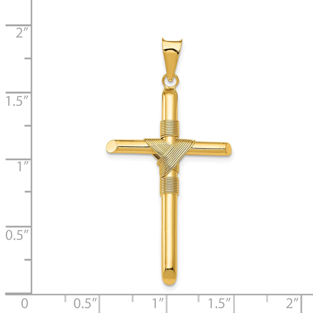Lovely Rita's 14K Yellow Gold Classic Polished Center Wrap Tube Latin Cross