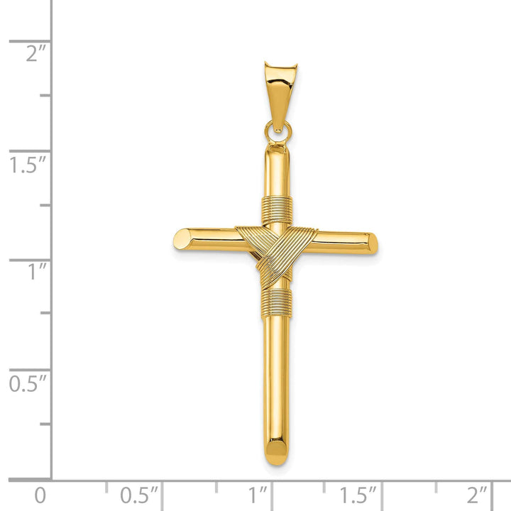 Lovely Rita's 14K Yellow Gold Classic Polished Center Wrap Tube Latin Cross