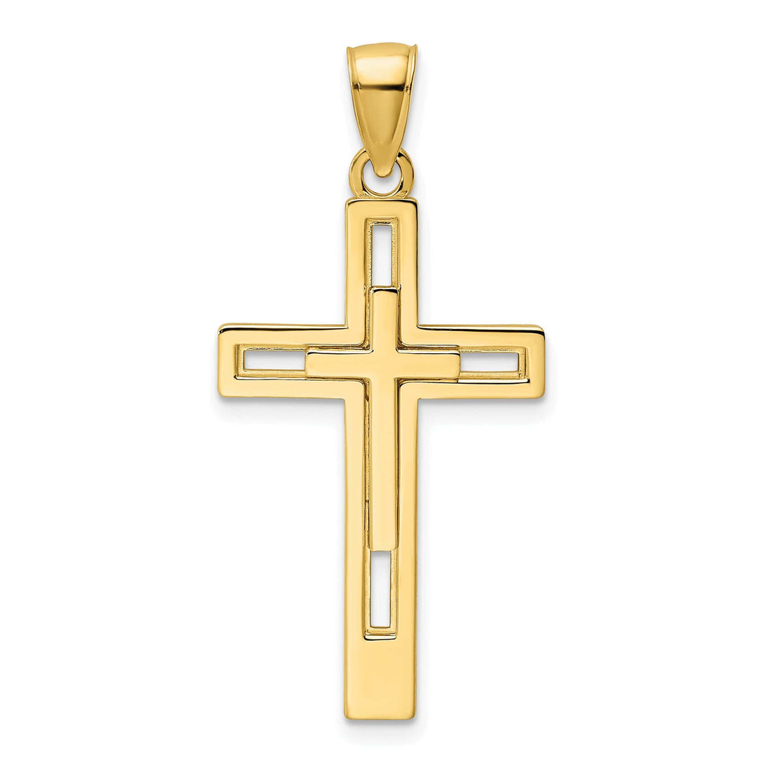 Lovely Rita's 14K Yellow Gold Classic Polished Double Latin Cross Pendant