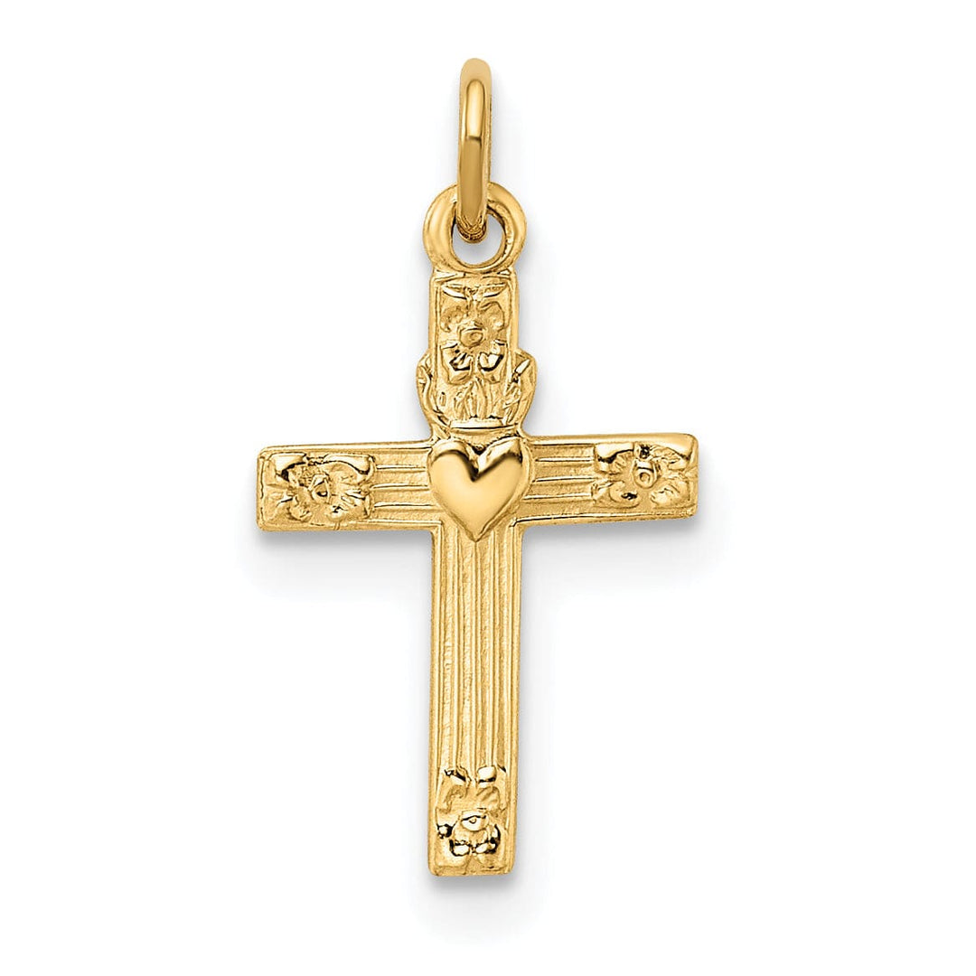 Lovely Rita's 14K Yellow Gold Classic Polished Heart Latin Cross Pendant
