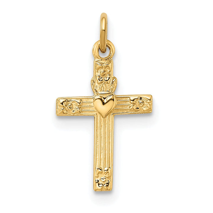 Lovely Rita's 14K Yellow Gold Classic Polished Heart Latin Cross Pendant