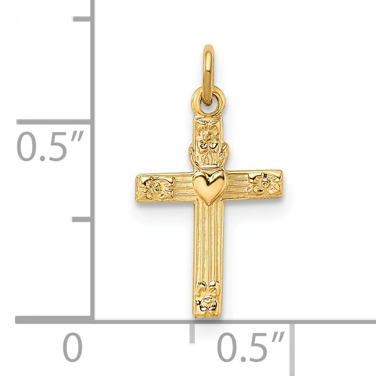 Lovely Rita's 14K Yellow Gold Classic Polished Heart Latin Cross Pendant