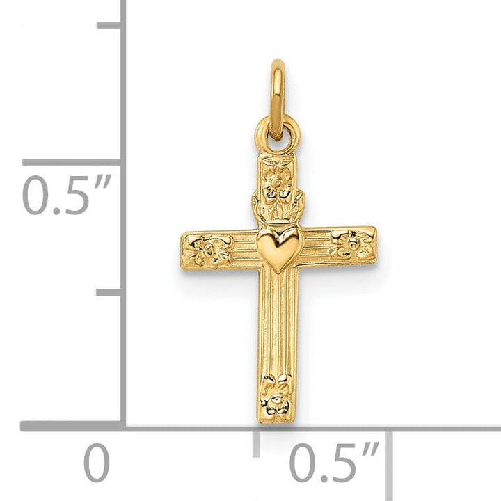 Lovely Rita's 14K Yellow Gold Classic Polished Heart Latin Cross Pendant