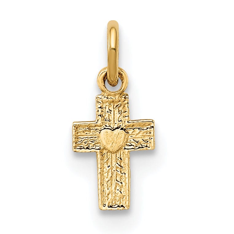 Lovely Rita's 14K Yellow Gold Classic Polished Solid Tiny Heart Latin Cross