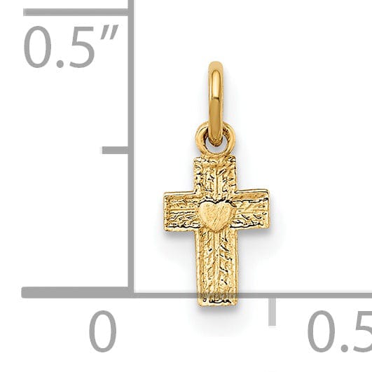 Lovely Rita's 14K Yellow Gold Classic Polished Solid Tiny Heart Latin Cross