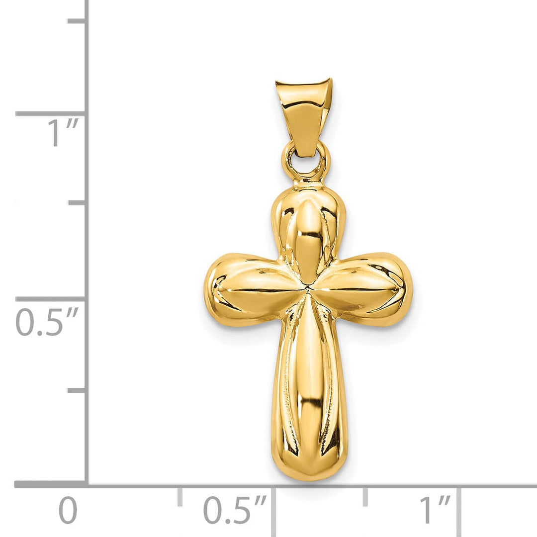 Lovely Rita's 14K Yellow Gold Classic Polished Stamping Design Latin Cross Pendant
