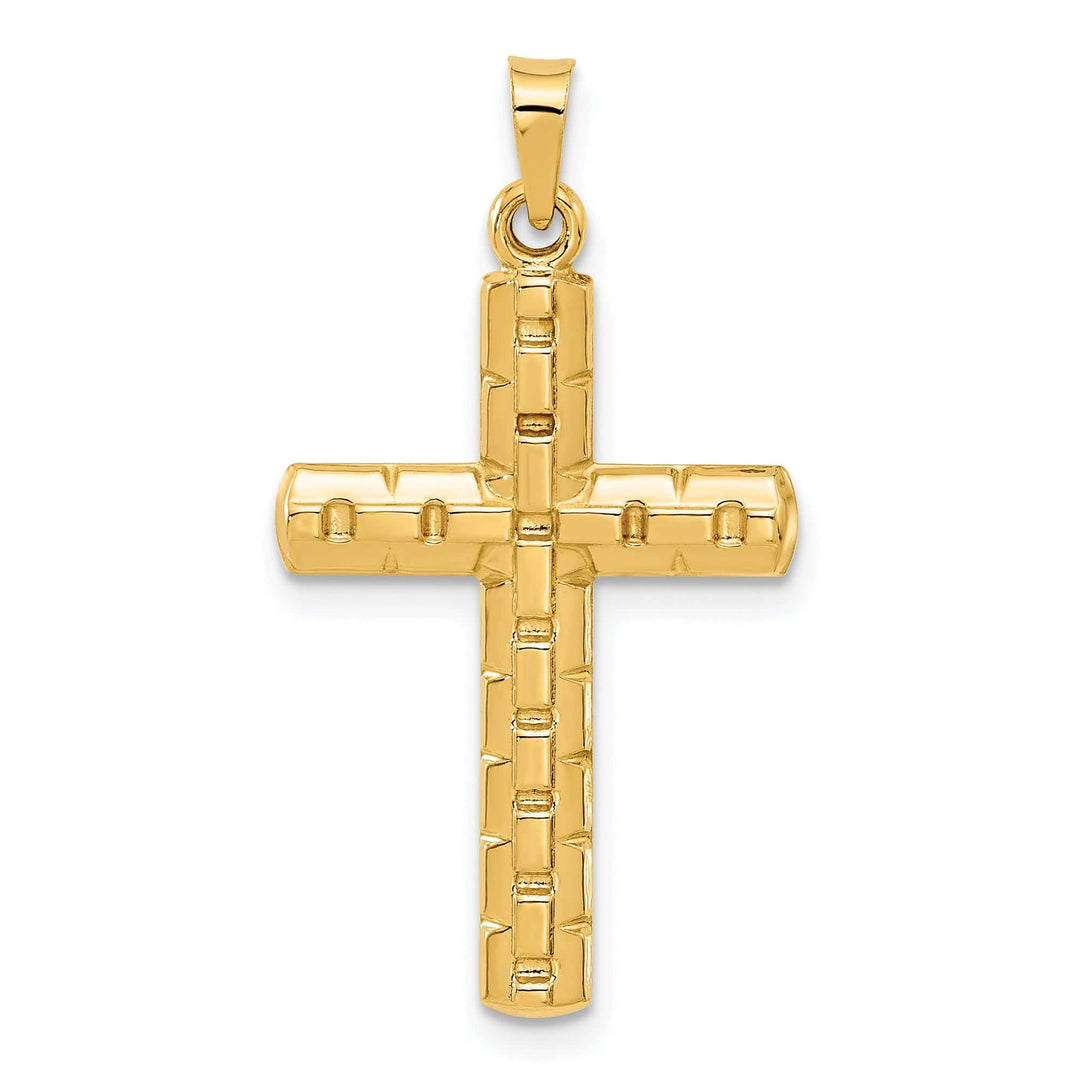 Lovely Rita's 14K Yellow Gold Classic Polished Textured Latin Cross Pendant
