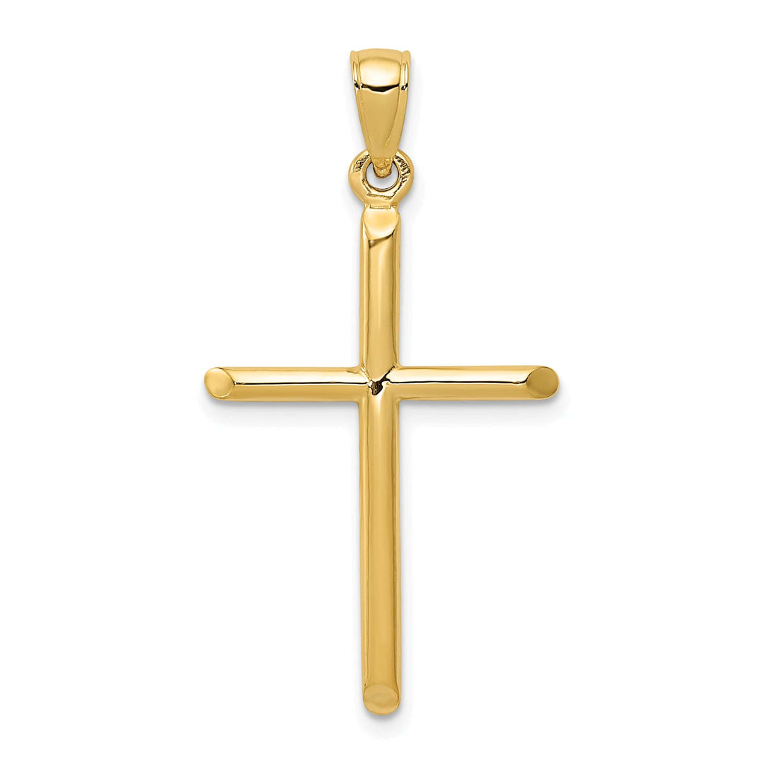 Lovely Rita's 14K Yellow Gold Classic Polished Tube Hollow Latin Cross Pendant
