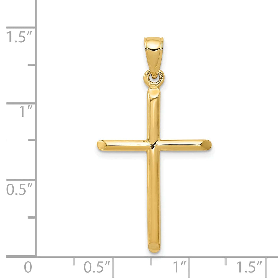 Lovely Rita's 14K Yellow Gold Classic Polished Tube Hollow Latin Cross Pendant