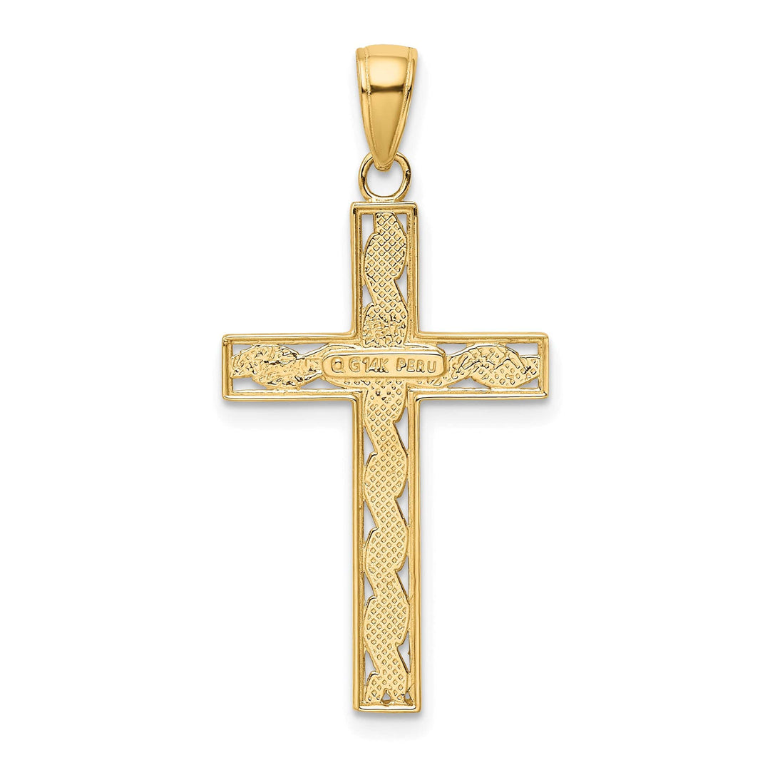 Lovely Rita's 14K Yellow Gold Classic Rope Latin Cross Pendant