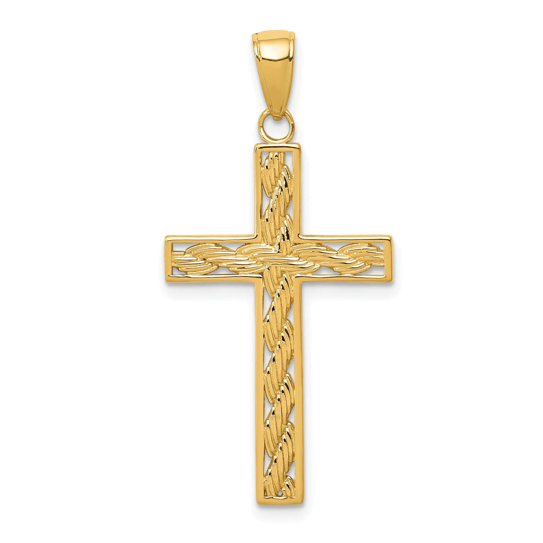Lovely Rita's 14K Yellow Gold Classic Rope Latin Cross Pendant