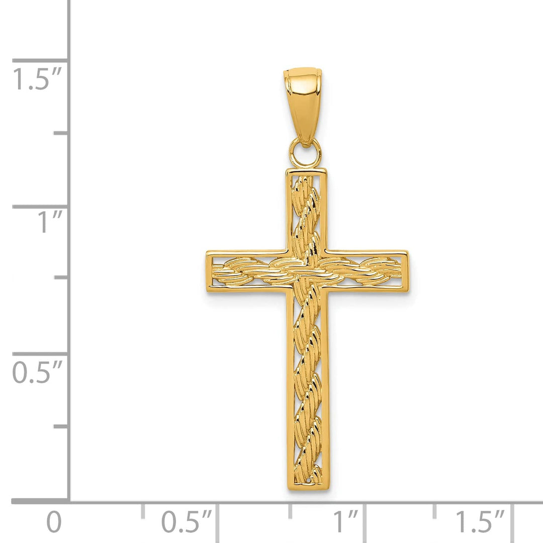 Lovely Rita's 14K Yellow Gold Classic Rope Latin Cross Pendant