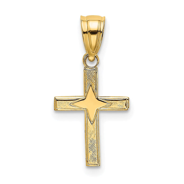 Lovely Rita's 14K Yellow Gold Classic Star Pattern Latin Cross Pendant