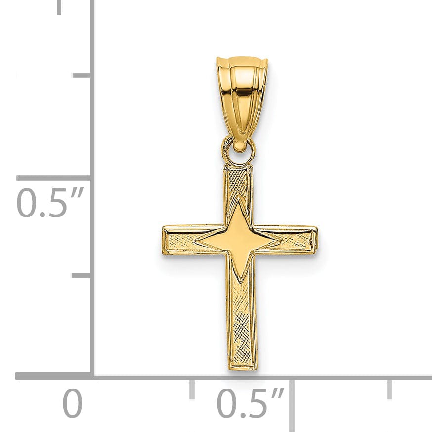 Lovely Rita's 14K Yellow Gold Classic Star Pattern Latin Cross Pendant