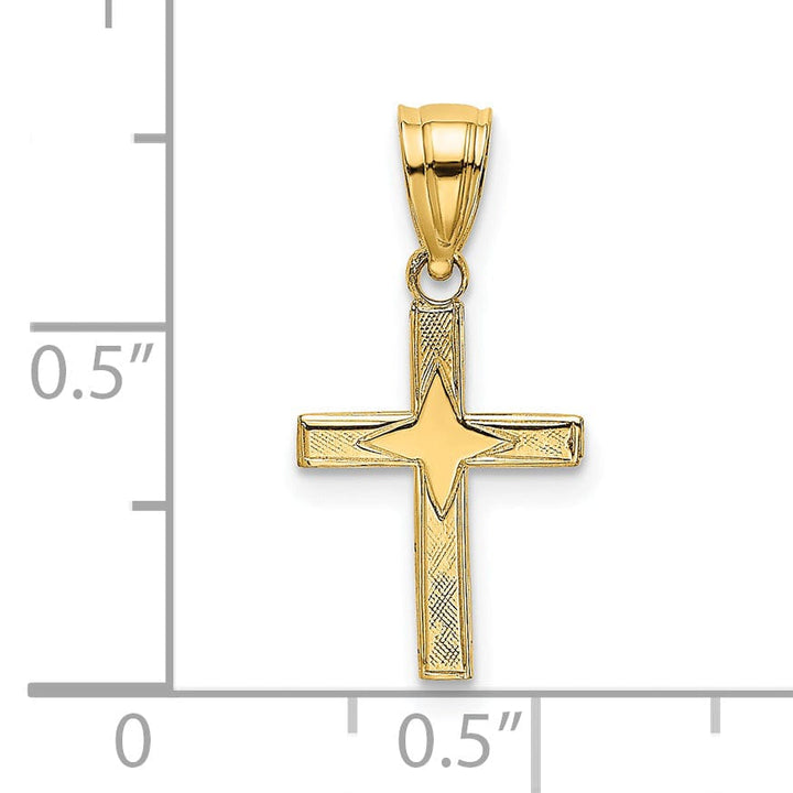Lovely Rita's 14K Yellow Gold Classic Star Pattern Latin Cross Pendant
