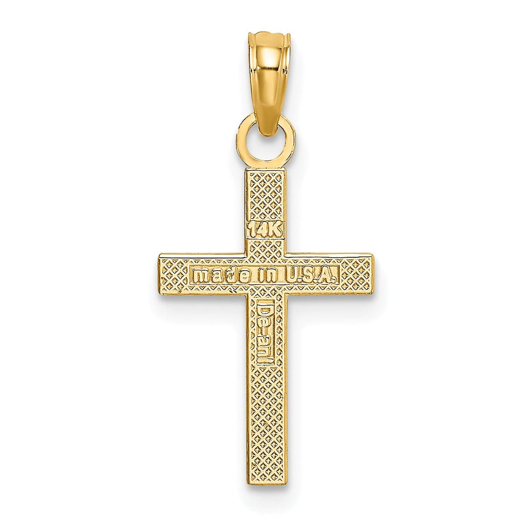 Lovely Rita's 14K Yellow Gold Classic Textured Center Block Latin Cross