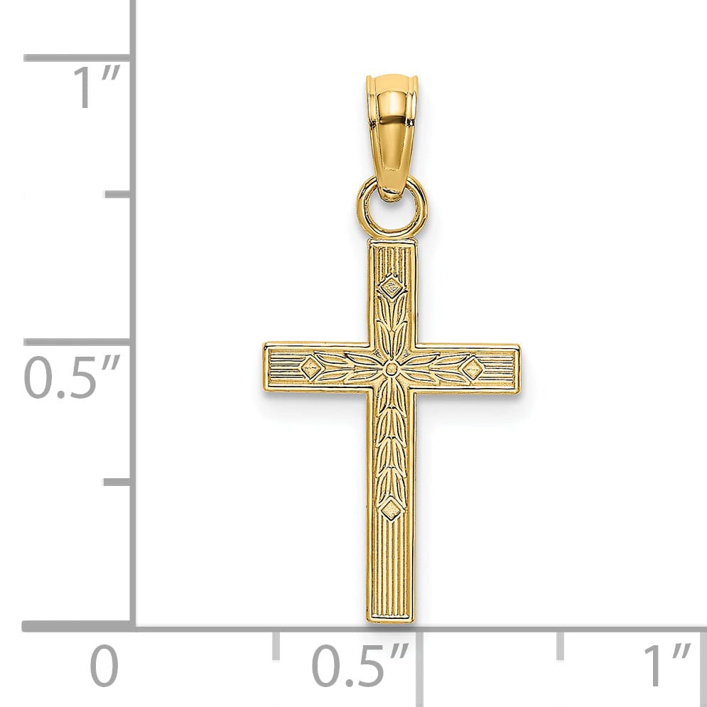 Lovely Rita's 14K Yellow Gold Classic Textured Center Block Latin Cross