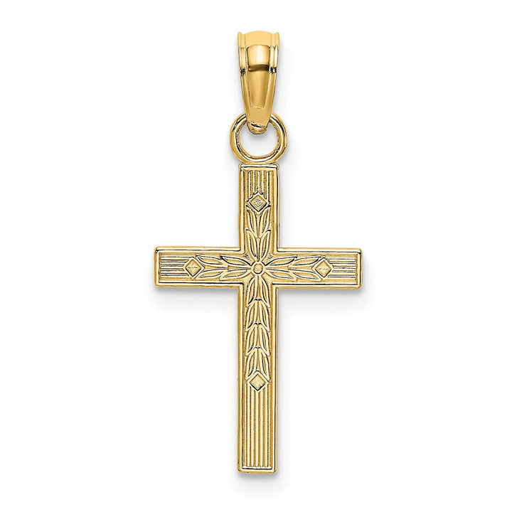 Lovely Rita's 14K Yellow Gold Classic Textured Center Block Latin Cross