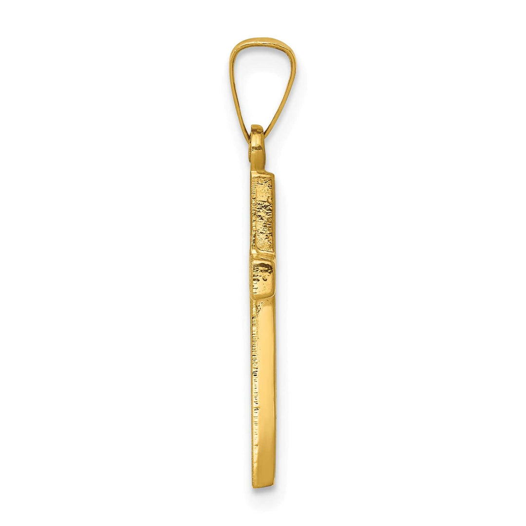 Lovely Rita's 14K Yellow Gold Classic Textured Heart Reversible Latin Cross