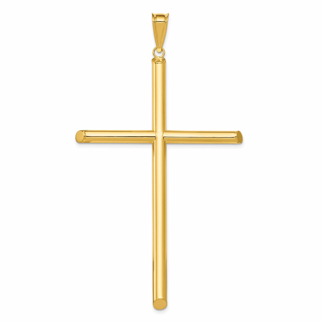 Lovely Rita's 14K Yellow Gold Classic XL Polished Tube Hollow Latin Cross Pendant
