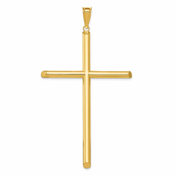 Lovely Rita's 14K Yellow Gold Classic XL Polished Tube Hollow Latin Cross Pendant