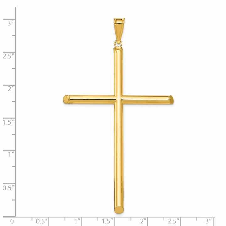 Lovely Rita's 14K Yellow Gold Classic XL Polished Tube Hollow Latin Cross Pendant