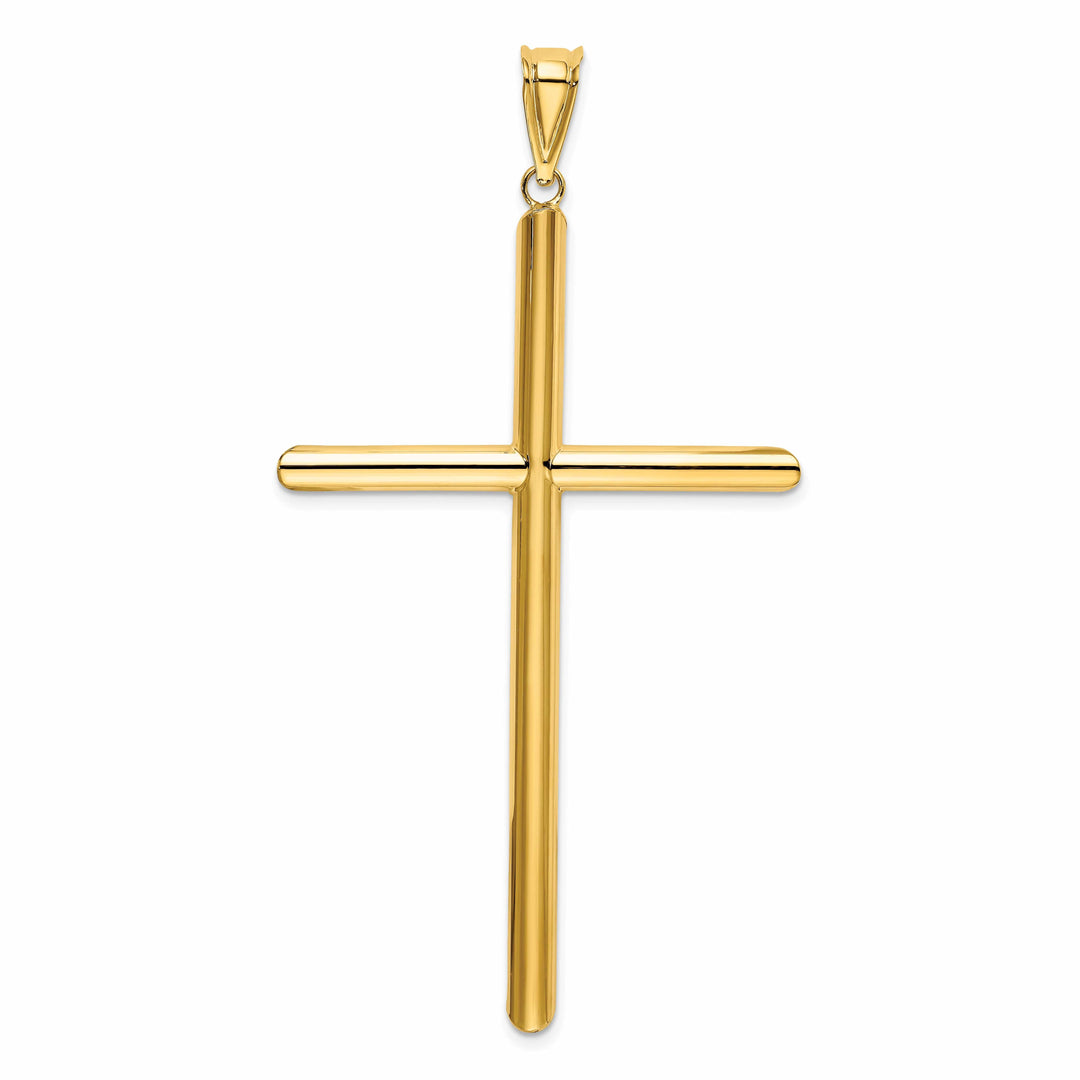 Lovely Rita's 14K Yellow Gold Classic XL Polished Tube Hollow Latin Cross Pendant
