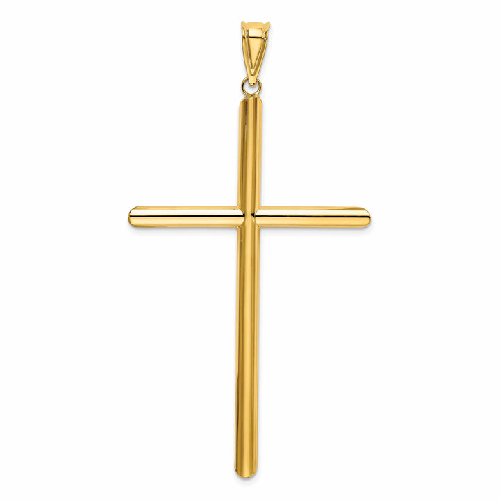 Lovely Rita's 14K Yellow Gold Classic XL Polished Tube Hollow Latin Cross Pendant
