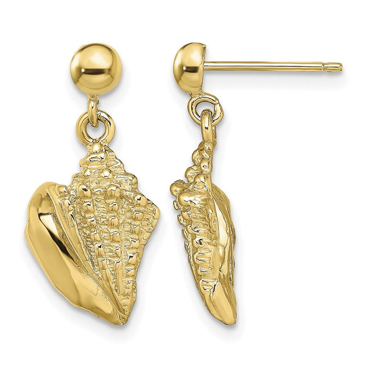 14K Yellow Gold Conch Shell Dangle Earrings, view 1 of 4