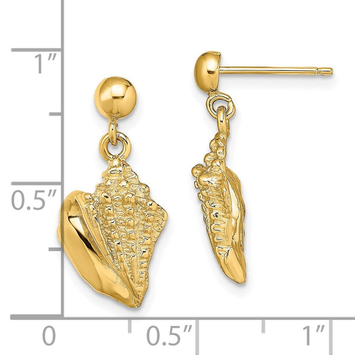 14K Yellow Gold Conch Shell Dangle Earrings, view 4 of 4