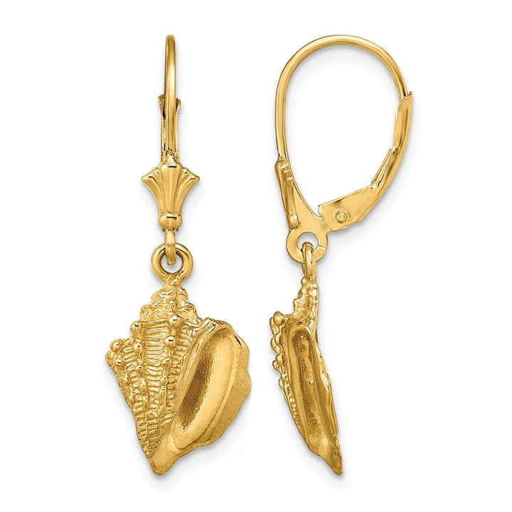 14K Yellow Gold Conch Shell Leverback Earrings, view 1 of 4