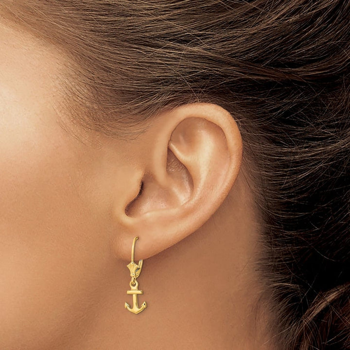 14K Yellow Gold Conch Shell Leverback Earrings, view 3 of 4