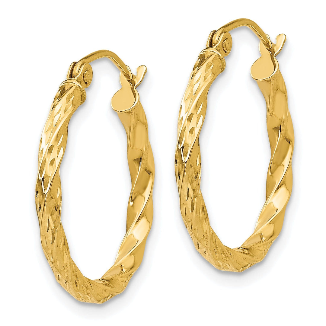 14K Yellow Gold Contemporary Polished 20mm Hollow Twisted Hoops
