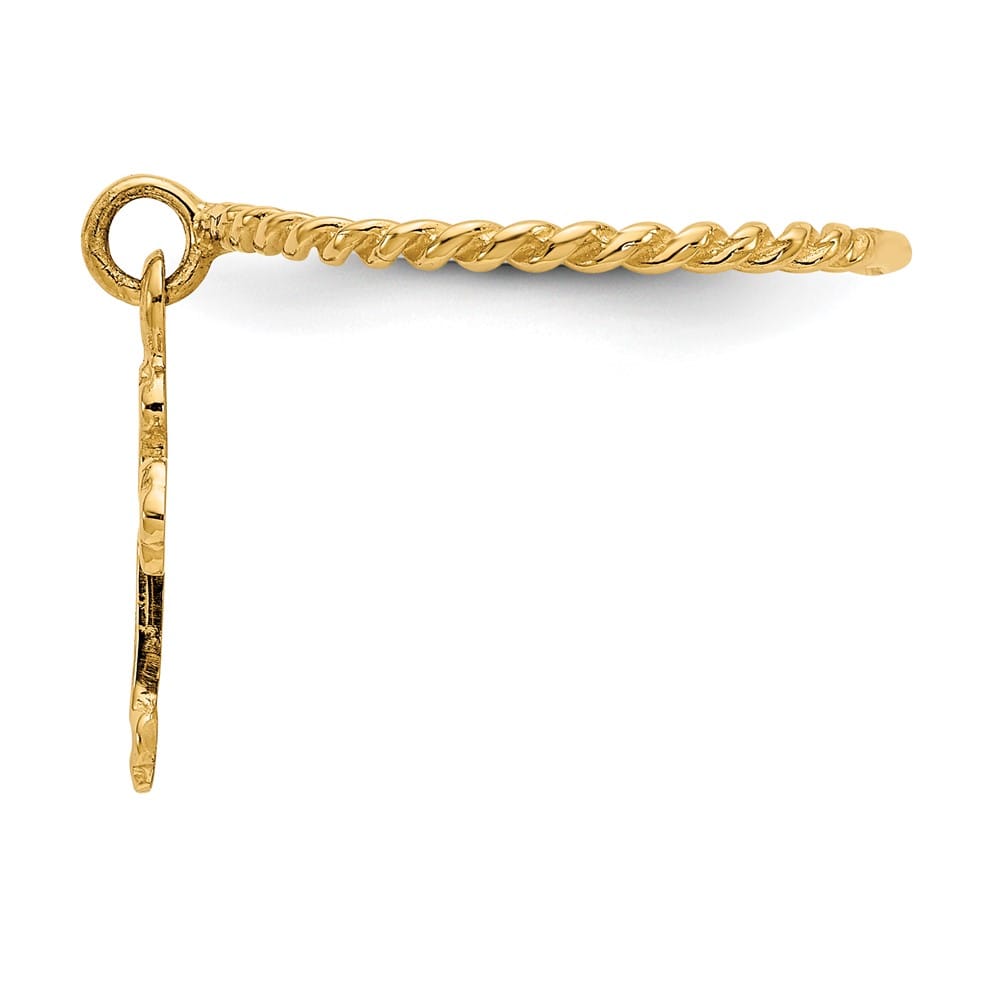 14k Yellow Gold Cross Dangle Twisted Band Ring